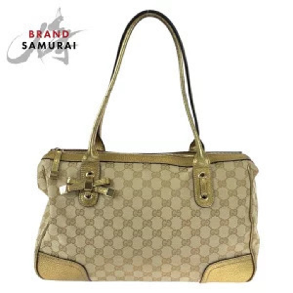 Gucci Princy Gold GG canvas leather tote bag shoulder Handbag